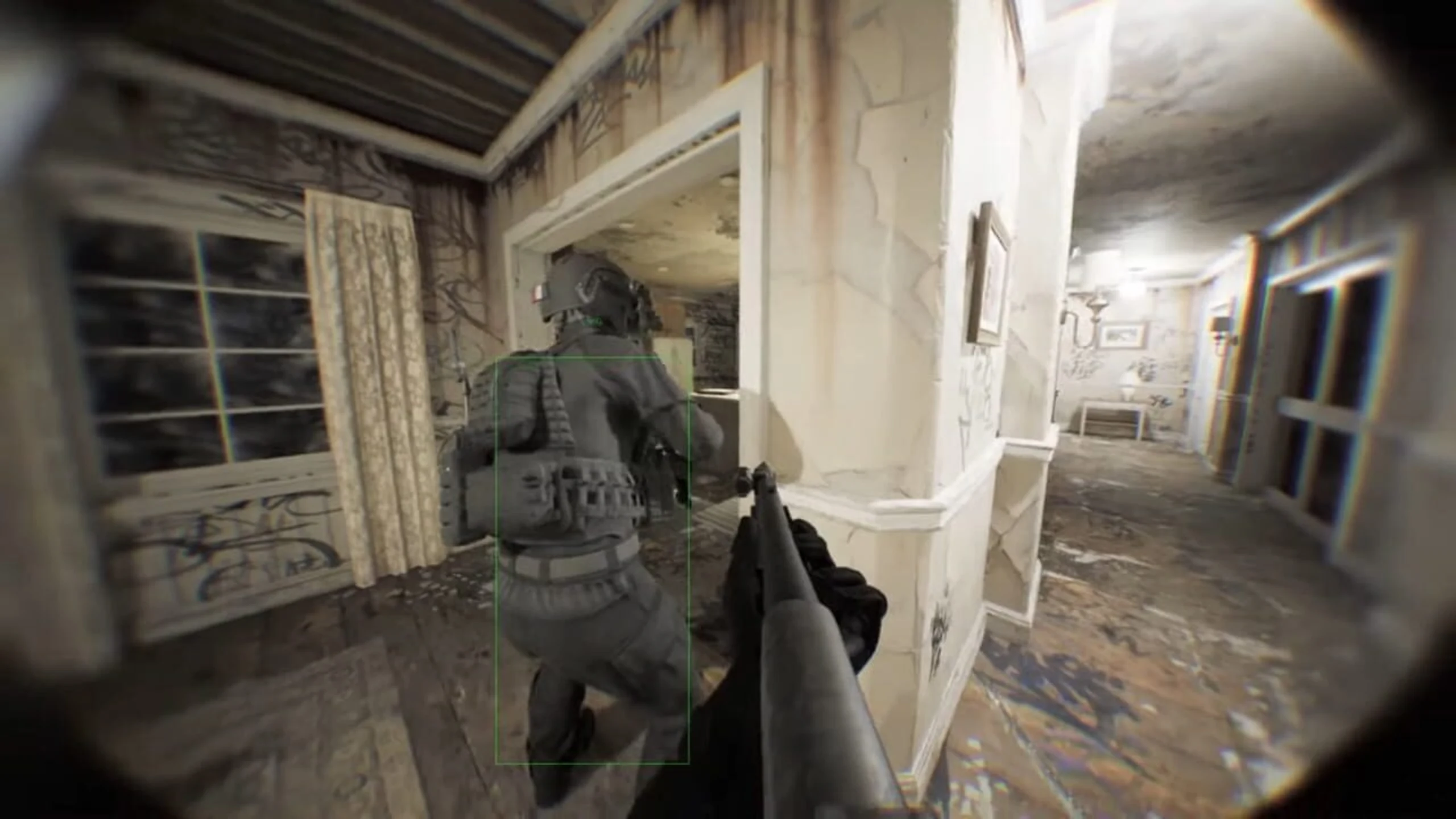 Bodycam ESP player boxes with distance readouts