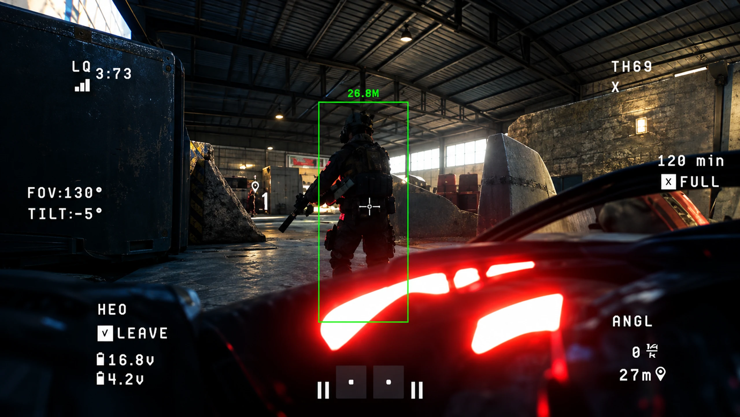 Bodycam ESP overlay with distance readouts and player boxes in-match